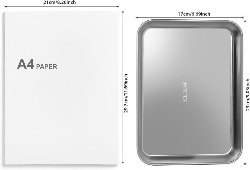 JMU Stainless Steel Tray 3 Pack, SL304 Thickened Stainless Steel Surgical Tray for Medical Instruments, 9.1" x 6.7" x 1.1" - Image 4